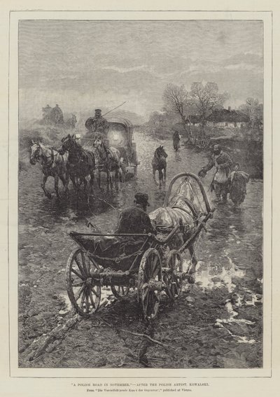 Une route polonaise en novembre - Alfred von Wierusz Kowalski